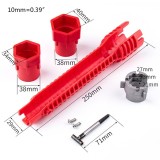 Cheie pentru instalatii sanitare, Betterlifefg, Plastic/Aluminiu/Otel, 250 mm, Rosu/Argintiu