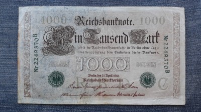 1000 Mark 1910 Germania / verde / seria 2249370 foto