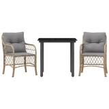 Cumpara ieftin Set bistro cu perne, 3 piese, bej combinat, poliratan