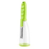 Curatator fructe si legume cu recipient pentru colectare resturi, din inox si plastic, dimensiuni 20 x 5 cm, verde