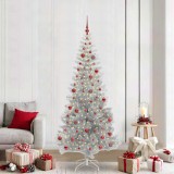vidaXL Brad de Crăciun cu 300 LED cu suport Argintiu 210 cm PET 3396683