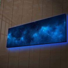 Tablou decorativ cu lumina LED, 3090NASA-017, Canvas, 30 x 90 cm, Multicolor