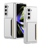Husa telefon compatibil samsung galaxy z fold 5, wallet premium, sustine card, alb
