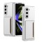 Husa telefon compatibil samsung galaxy z fold 5, wallet premium, sustine card, alb