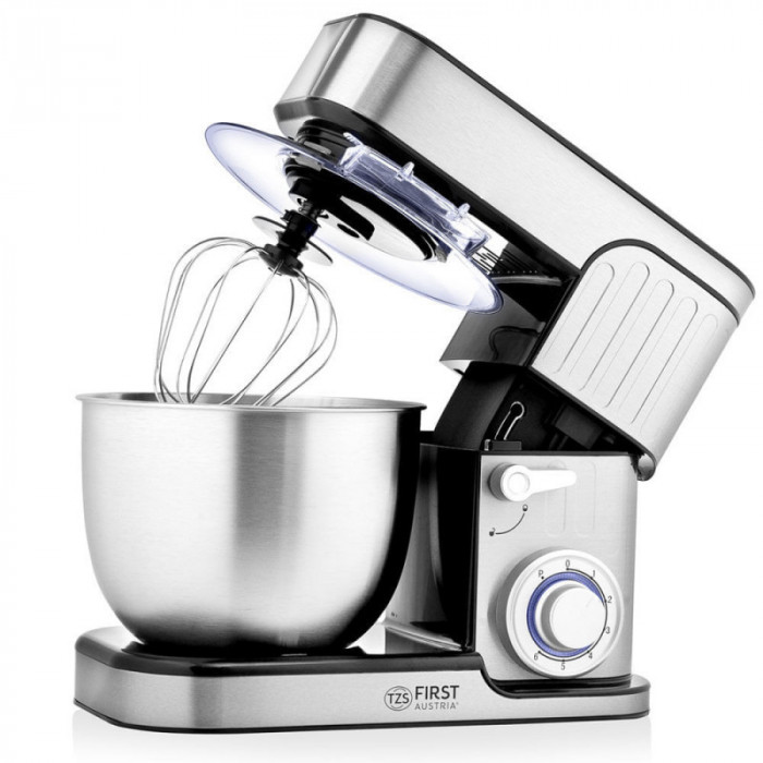 Mixer planetar first austria fa-5259-7, 1300w, otel inoxidabil, bol 5 litri, 6 trepte, argintiu