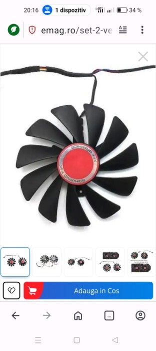 Ventilator xfx rx580 folosit &icirc;n stare f bună