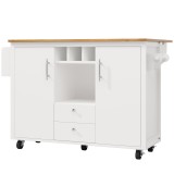 Insulă de bucătărie cu masă rabatabilă, Alb | Aosom Romania