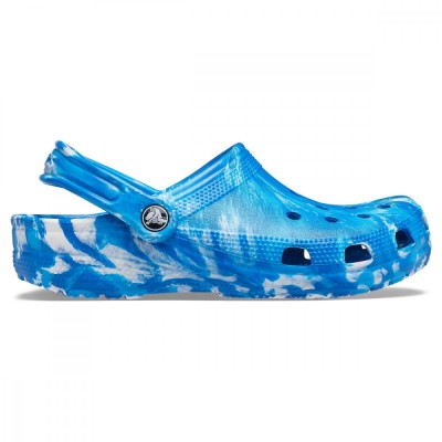 Saboți Crocs Classic Marbled Clog Albastru - Bright Cobalt/White foto