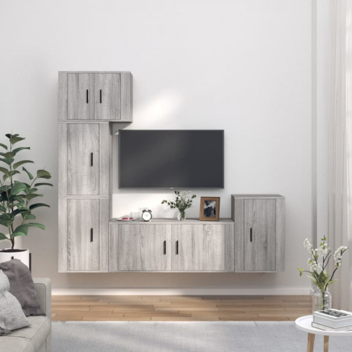 vidaXL Set dulapuri TV, 5 piese, gri sonoma, lemn prelucrat 3188636