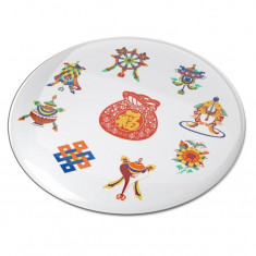 Abtibild sticker feng shui 3d cu cele 8 simboluri tibetane si sacul abundentei - 45cm