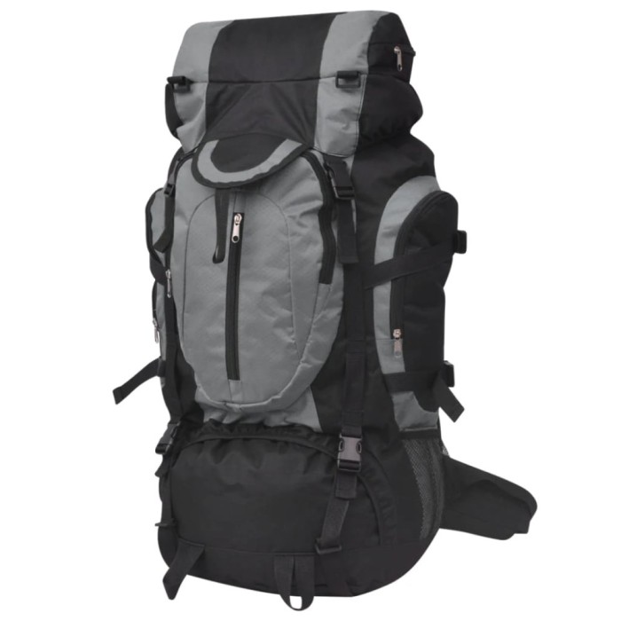 vidaXL Rucsac pentru drumeții XXL, 75 L, negru și gri 91106