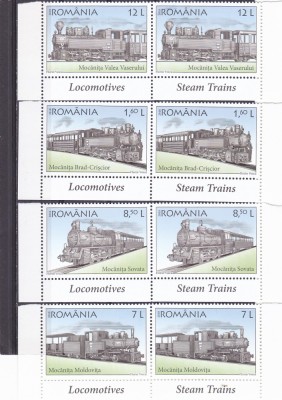 2018 TREN MOCANITA,SERIE IN PERECHE,NEUZAT,MNH,ROMANIA. foto