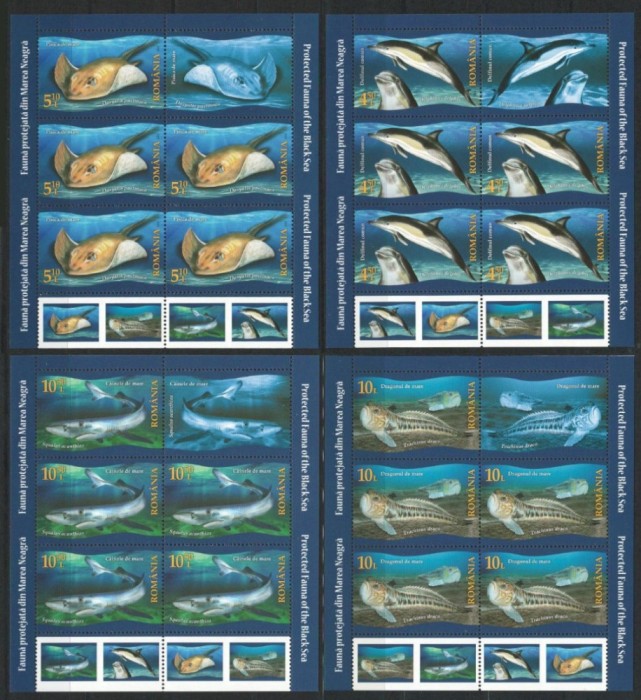 Faună protejată din Marea Neagră, minicoală de 5 timbre și 1 vinietă, 2022, LP 2366c, MNH