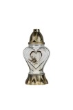 Candela funerara Heart din sticla transparenta, 40 h, 33 cm