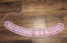 DD - Brau roz de satin cu margele si orglinzi, accesoriu moda etno