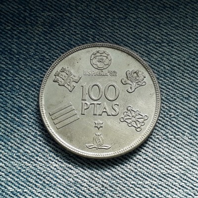 100 Pesetas 1980 Spania Campionatul mondial de fotbal CM 1982 foto