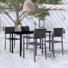 Set de servit masa pentru grădină, 5 piese, negru