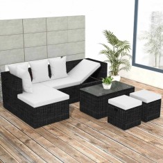 Set mobilier de gradina 12 piese, poliratan, negru foto