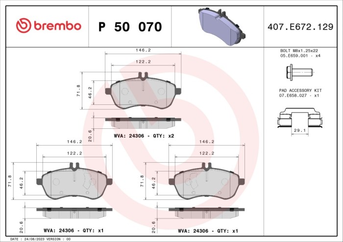 BREMBO P 50 070 PRIME LINE set placute frana,frana disc