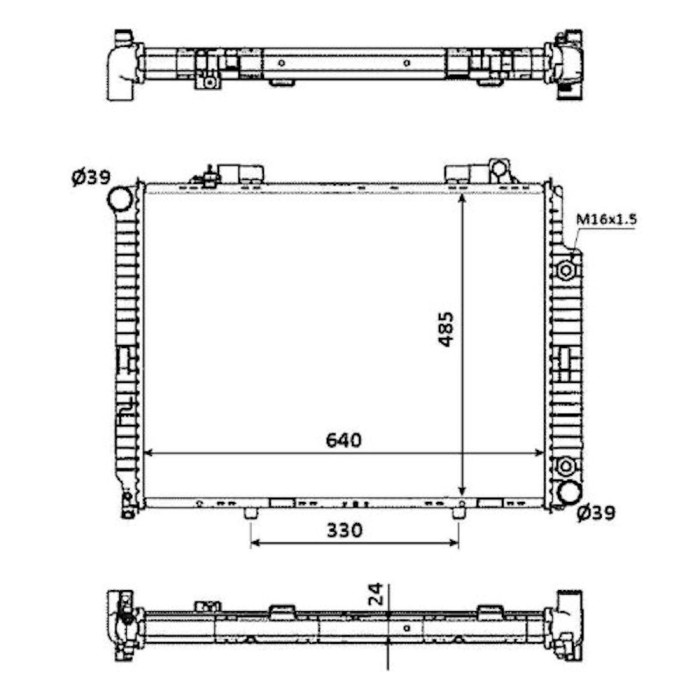 Radiator racire Mercedes Clasa E (W210), 07.1995-08.1999 Model E 290 Turbodiesel (2, 9 Td 95kw) Diesel, tip climatizare cu/fara AC, cutie M/A, dimens