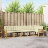 vidaXL Set Canapele Exterior 6 Piese Lemn Acacia Alb Crem Rezistent Vreme Textilene Mobila Gradina