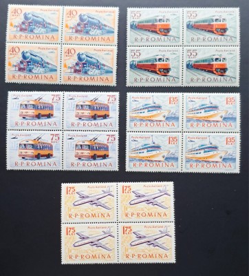 TIMBRE ROMANIA LP565/1963 -Mijloace de transport- Bloc de 4 -MNH foto