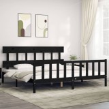 Cumpara ieftin Cadru de pat cu tăblie Super King Size, negru, lemn masiv