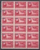 ROMANIA 1952 LP 319 POSTA AERIANA 1948 POSTA AERIANA SUPRATIPAR VALOAREA 30 LEI ROSU VISINIU SUPRATIPAR 3 BANI BLOC 18 TIMBRE STARE MNH, Nestampilat