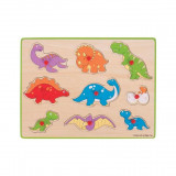 Puzzle din lemn incastru - Dinozauri, BigJigs Toys