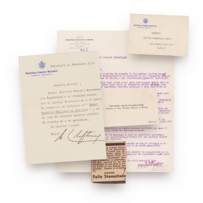Două scrisori expediate colonelului Stamatiade Felix + carte de vizită, 1927 + 1938 foto