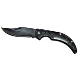Cumpara ieftin Briceag pliabil, pentru supravietuire, camping, drumetii, multifunctional, otel inoxidabil, lungime 15 cm, maner curbat, ergonomic, negru