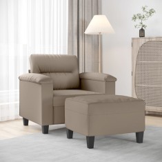 vidaXL Fotoliu canapea cu taburet, gri taupe, 60 cm, microfibră