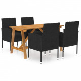 Set mobilier de grădină, 5 piese, negru