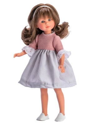 Papusa Celia cu Rochita Gri cu Roz 30cm foto