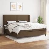 VidaXL Pat box spring cu saltea, maro &icirc;nchis, 200x200 cm, textil 3131380