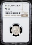 50 BANI 1912 MS 65 TOP POP - GRADATA NGC - 6646068-046, Argint