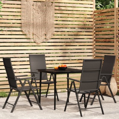 vidaXL Set de servit masa pentru grădină, 5 piese, negru foto