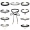 Set 10 coliere choker, Catifea, Negru
