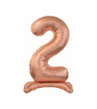 Balon folie stativ sub forma de cifra, roz auriu 74 cm-Tip Cifra 2, Godan