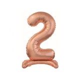 Balon folie stativ sub forma de cifra, roz auriu 74 cm-Tip Cifra 2