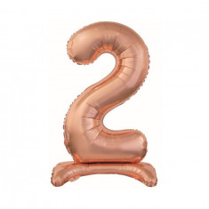 Balon folie stativ sub forma de cifra, roz auriu 74 cm-Tip Cifra 2