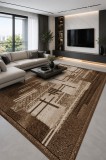 Cumpara ieftin Covor Luna 60x110 cm Maro Antialergic Polipropilena Living Dormitor Sufragerie Birou Calitate Friese Geometric