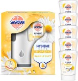Set Dispenser Sapun Sagrotan + 5 Rezerve Sapun Musetel 250 ml - compatibil cu DETTOL