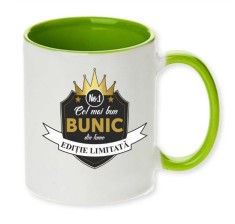 Cana maner verde personalizata &quot;Cel mai bun BUNIC&quot;, INOVATIX&reg;. 330ml