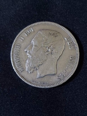 Belgia 1869 - 5 franci - monedă de argint #3 foto
