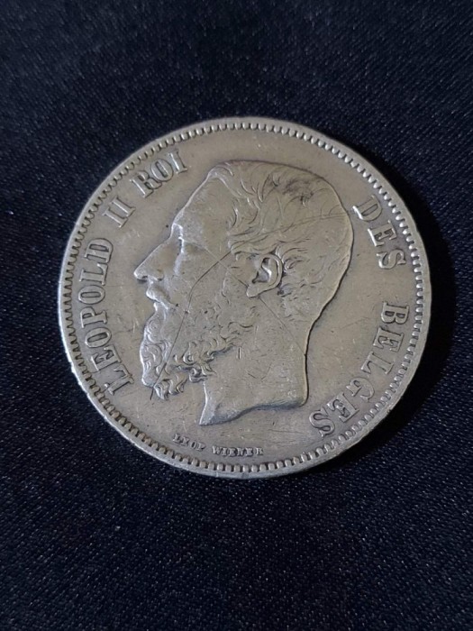 Belgia 1869 - 5 franci - monedă de argint #3