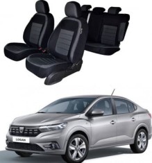 Huse scaune auto dedicate DACIA Logan 2021-2025 (Bancheta fractionata si husa cotiera)