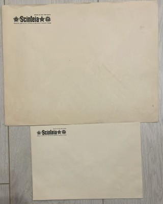 Lot 2 plicuri mari nescrise SCANTEIA, comunism, propaganda 32 x 25 / 23 x 15 / epoca de aur / presa socialista / Ceausescu dictatura Casa Scanteii foto