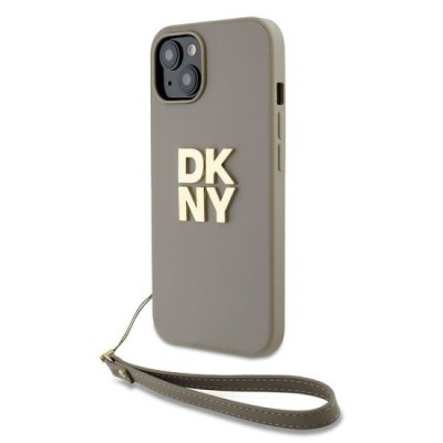 Husa pentru iPhone 15 Plus - DKNY Hardcase Wrist Strap Stock Logo (DKHCP15MPBSWSE) - Beige foto