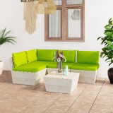 Cumpara ieftin Set mobilier grădină din paleți cu perne, 5 piese, lemn molid